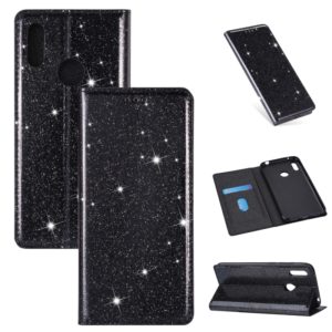 For Huawei Y6 (2019) Ultrathin Glitter Magnetic Horizontal Flip Leather Case with Holder & Card Slots(Black) (OEM)