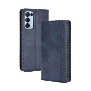 For OPPO Find X3 Lite / Reno5 5G Magnetic Buckle Retro Crazy Horse Texture Horizontal Flip Leather Case with Holder & Card Slots & Photo Frame(Blue) (OEM)