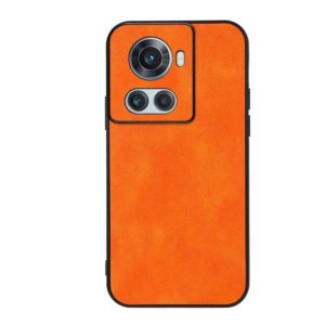 For OnePlus Ace Accurate Hole Two-color Litchi Texture PU Phone Case(Orange) (OEM)