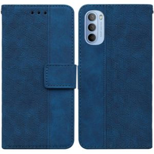 For Motorola Moto G31 / G41 Geometric Embossed Leather Phone Case(Blue) (OEM)