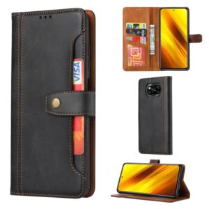 For Xiaomi POCO X3 NFC / X3 Calf Texture Double Fold Clasp Horizontal Flip Leather Case with Photo Frame & Holder & Card Slots & Wallet(Black) (OEM)