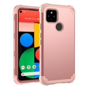 For Google Pixel 5 3 in 1 Shockproof PC + Silicone Protective Case(Rose Gold) (OEM)