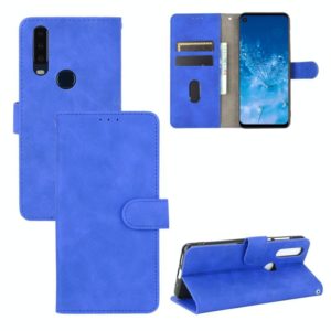 For Motorola Moto P40 Power / One Action Solid Color Skin Feel Magnetic Buckle Horizontal Flip Calf Texture PU Leather Case with Holder & Card Slots & Wallet(Blue) (OEM)