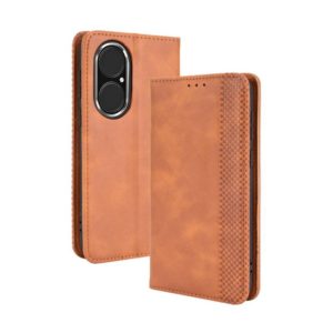 For Huawei P50 Magnetic Buckle Retro Crazy Horse Texture Horizontal Flip Leather Case with Holder & Card Slots & Photo Frame(Brown) (OEM)