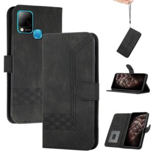 For Infinix Hot 10s Cubic Skin Feel Flip Leather Phone Case(Black) (OEM)