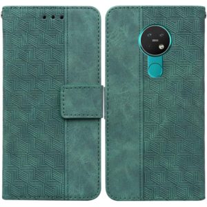 For Nokia 6.2 / 7.2 Geometric Embossed Leather Phone Case(Green) (OEM)