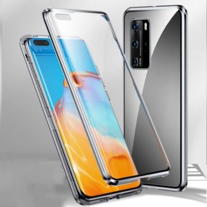 For Huawei P40 Pro Magnetic Metal Frame Double-sided Tempered Glass Case(Silver) (OEM)