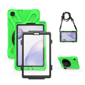 For Samsung Galaxy Tab A 8.4 2020 T307U Shockproof Colorful Silicone + PC Protective Case with Holder & Shoulder Strap & Hand Strap & Screen Protector(Green) (OEM)