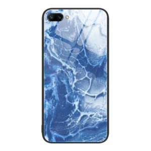 For Honor 10 Marble Pattern Glass Protective Phone Case(Blue Ocean) (OEM)