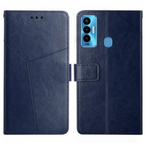 For Tecno Camon 18i HT01 Y-shaped Pattern Flip Leather Phone Case(Blue) (OEM)