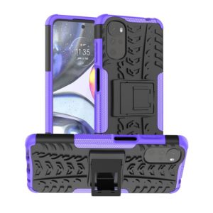 For Motorola Moto G22/E32 Tire Texture TPU + PC Phone Case with Holder(Purple) (OEM)