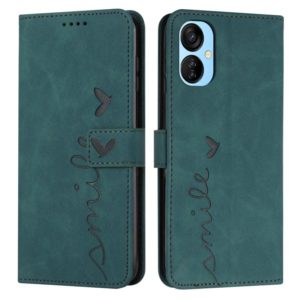 For Tecno Spark 9T Skin Feel Heart Pattern Leather Phone Case(Green) (OEM)