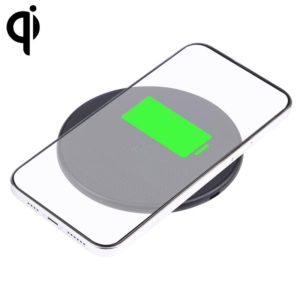 10W QI Plaid Pattern Round Plastic Wireless Charger (Black) (OEM)