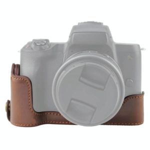 1/4 inch Thread PU Leather Camera Half Case Base for Canon EOS M50 / M50 Mark II (Coffee) (OEM)