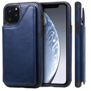 For iPhone 11 Pro Shockproof Calf Texture Protective Case with Holder & Card Slots & Frame(Blue) (OEM)