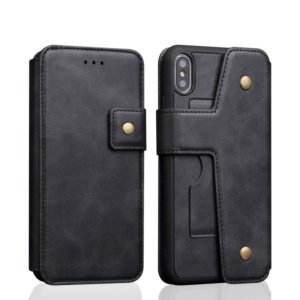 For iPhone XS Max Cowhide Texture Magnetic Absorption Detachable Horizontal Flip Leather Case with Holder & Card Slots & Wallet (Black) (OEM)