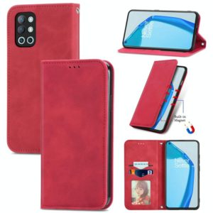 For OnePlus 9R Retro Skin Feel Business Magnetic Horizontal Flip Leather Case with Holder & Card Slots & Wallet & Photo Frame(Red) (OEM)