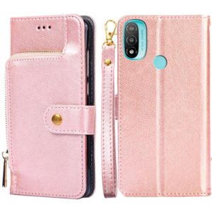 For Motorola Moto E20 / E40 Zipper Bag Leather Phone Case(Rose Gold) (OEM)