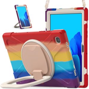 For Samsung Galaxy Tab A7 10.4 (2020) T500 / T505 Silicone + PC Protective Case with Holder & Shoulder Strap(Colorful Red) (OEM)