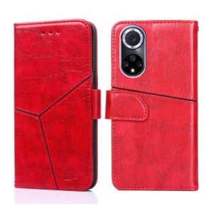 For Huawei nova 9 Geometric Stitching Horizontal Flip Leather Phone Case(Red) (OEM)