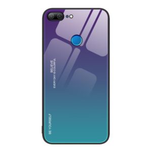 For Honor 9 Lite Gradient Color Glass Phone Case(Aurora Blue) (OEM)