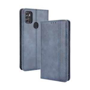 For ZTE Blade A7s 2020 Magnetic Buckle Retro Crazy Horse Texture Horizontal Flip Leather Case with Holder & Card Slots & Photo Frame(Blue) (OEM)