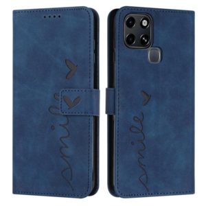 For Infinix Smart 6 Skin Feel Heart Pattern Leather Phone Case(Blue) (OEM)