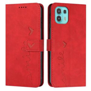 For Motorola Edge 20 Lite Skin Feel Heart Pattern Leather Phone Case(Red) (OEM)