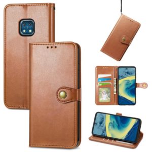 For Nokia XR 20 Solid Color Leather Buckle Phone Case with Lanyard & Photo Frame & Card Slot & Wallet & Stand Function(Brwon) (OEM)