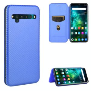 For TCL 10 Pro Carbon Fiber Texture Horizontal Flip TPU + PC + PU Leather Case with Card Slot(Blue) (OEM)
