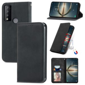 For TCL 30 V 5G Retro Skin Feel Magnetic Horizontal Flip Leather Phone Case(Black) (OEM)