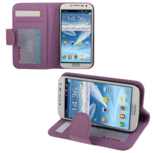 Horizontal Flip Leather Case with Card Slots & Holder for Galaxy S IV / i9500(Purple) (OEM)