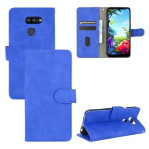 For LG K40S Solid Color Skin Feel Magnetic Buckle Horizontal Flip Calf Texture PU Leather Case with Holder & Card Slots & Wallet(Blue) (OEM)