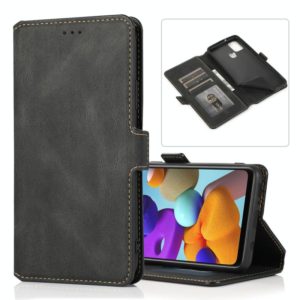 For Samsung Galaxy A21s Retro Magnetic Closing Clasp Horizontal Flip Leather Case with Holder & Card Slots & Photo Frame & Wallet(Black) (OEM)