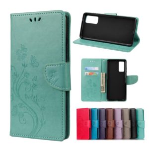 For Samsung Galaxy A72 5G / 4G Butterfly Flower Pattern Horizontal Flip Leather Case with Holder & Card Slots & Wallet(Green) (OEM)