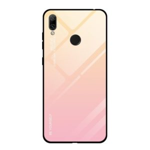 For Huawei Y7 (2019) / / Y7 Prime (2019) Gradient Color Glass Case(Yellow) (OEM)