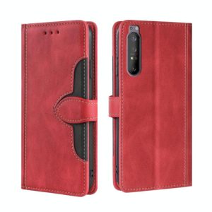 For Sony Xperia 1 II Skin Feel Straw Hat Magnetic Buckle Leather Phone Case(Red) (OEM)