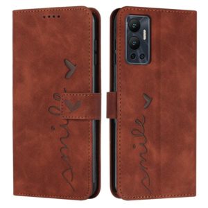 For Infinix Hot 12 Skin Feel Heart Pattern Leather Phone Case(Brown) (OEM)