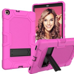 For Samsung Galaxy Tab A 10.1 (2019) / T510 Contrast Color Robot Shockproof Silicone + PC Protective Case with Holder(Rose Red Black) (OEM)