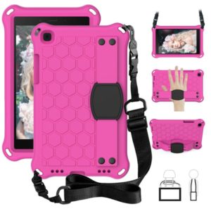 For Galaxy Tab A8.0 T290 / T295（2019） Honeycomb Design EVA + PC Four Corner Anti Falling Flat Protective Shell With Straps(Rose +Black) (OEM)