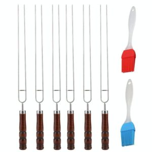 Stainless Steel Barbecue Skewers Barbecue Fork U-shaped Barbecue Fork, Specification: 6 PCS and 2 sweeps in color box (OEM)
