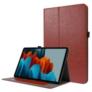 For Samsung Galaxy Tab S8+ / Tab S8 Plus / Tab S7 FE / Tab S7+ / T970 Crazy Horse Texture Horizontal Flip Leather Case with 2-folding Holder & Card Slot(Brown) (OEM)
