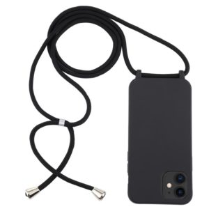 For iPhone 12 mini Candy Colors TPU Protective Case with Lanyard(Black) (OEM)