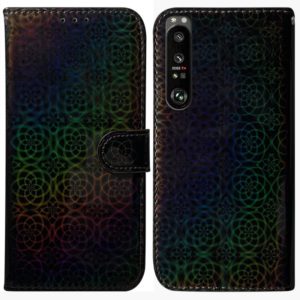 For Sony Xperia 1 III Colorful Magnetic Buckle Leather Phone Case(Black) (OEM)