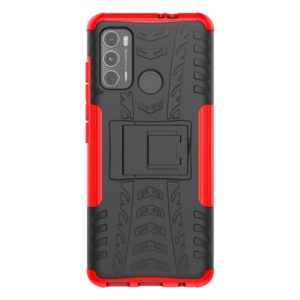 For Motorola Moto G60 Tire Texture Shockproof TPU+PC Protective Case with Holder(Red) (OEM)