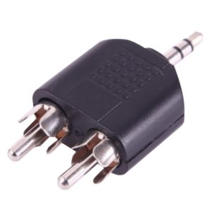 2 RCA Male to 3.5mm Male Jack Audio Y Adapter(Black) (OEM)