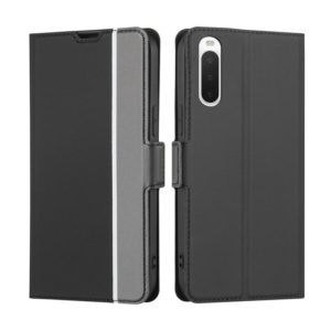 For Sony Xperia 10 IV Twill Texture Side Button Leather Phone Case(Black) (OEM)