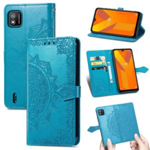 For Wiko Y62 Mandala Flower Embossed Horizontal Flip Leather Case with Holder & Three Card Slots & Wallet & Lanyard(Blue) (OEM)