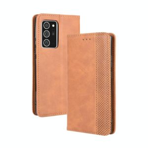 For Samsung Galaxy Note20 Ultra Magnetic Buckle Retro Crazy Horse Texture Horizontal Flip Leather Case with Holder & Card Slots & Photo Frame(Brown) (OEM)