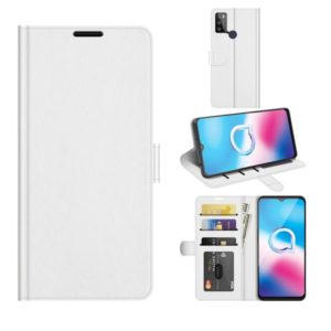 For Alcatel 1S 2021/3L 2021 R64 Texture Single Horizontal Flip Protective Case with Holder & Card Slots & Wallet& Photo Frame(White) (OEM)